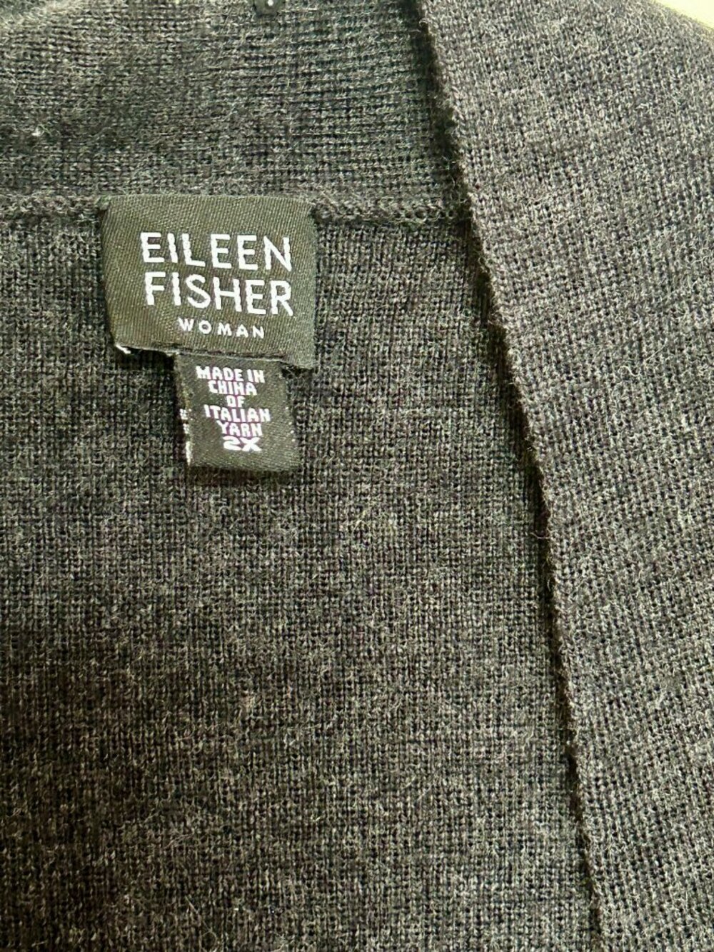 Eileen Fisher Charcoal Gray Merino Wool Open Front Cardigan 2X - Picture 3 of 8